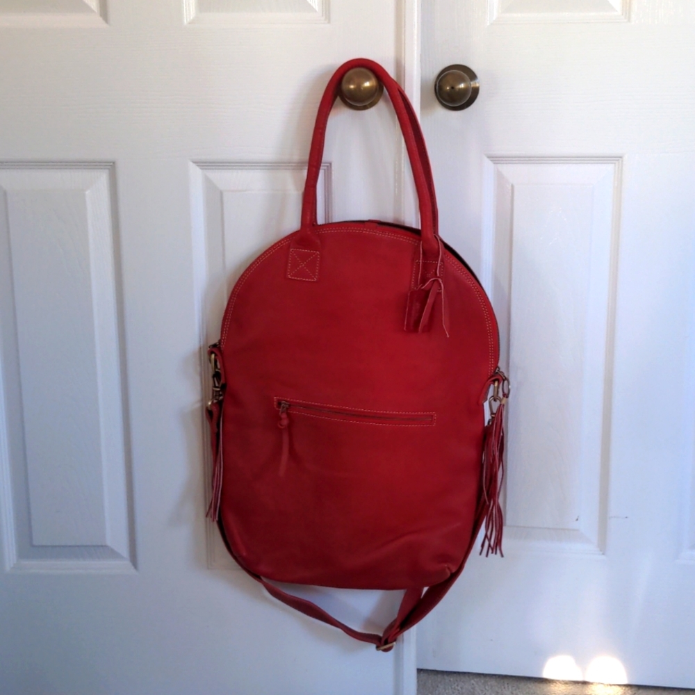 Red leather crossbody/messenger bag